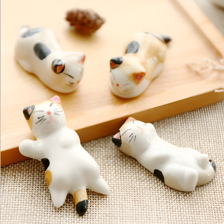 고양이 수저받침대 6P 세트 도자기 젓가락 받침 귀여운 수저받침 예쁜 식탁 숟가락 받침대 젓가락받침대