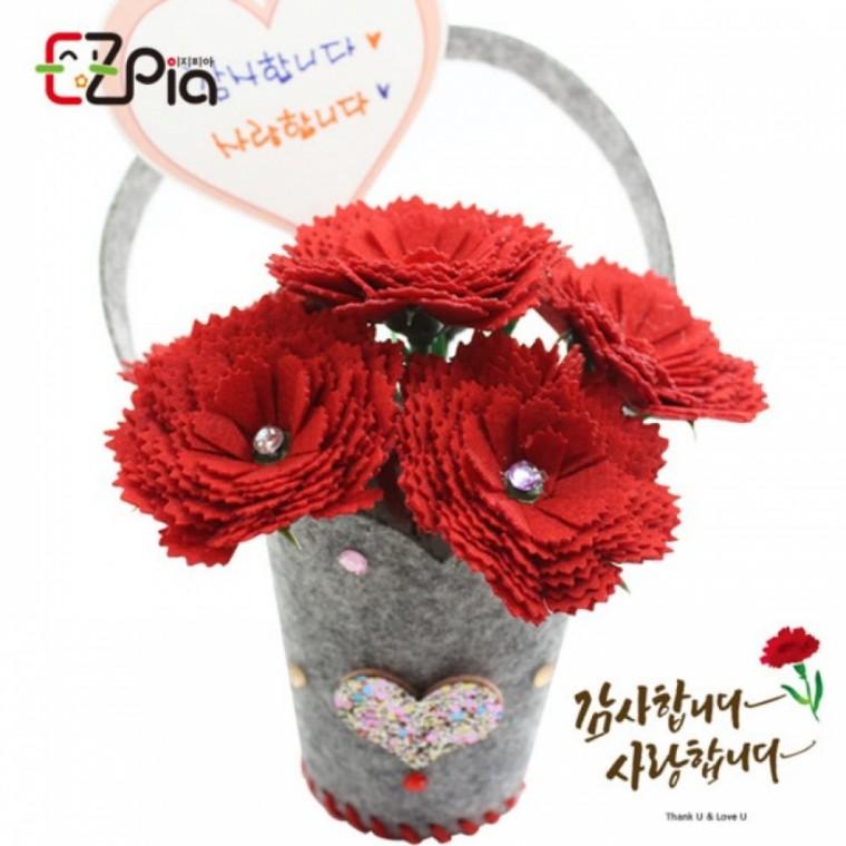 글로벌이지 뚝딱 펠트 카네이션 꽃바구니 만들기 1인용
