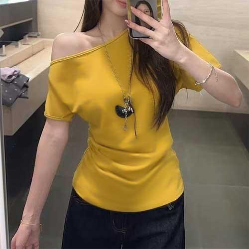 원숄더 오프숄더 슬림핏 반팔티 RNR-0092