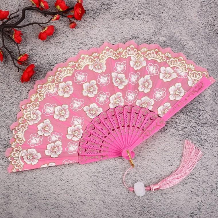 꽃무늬 전통 부채 무용 무대 소품 설날 명절 한복 꽃부채 접이식부채 외국인친구선물