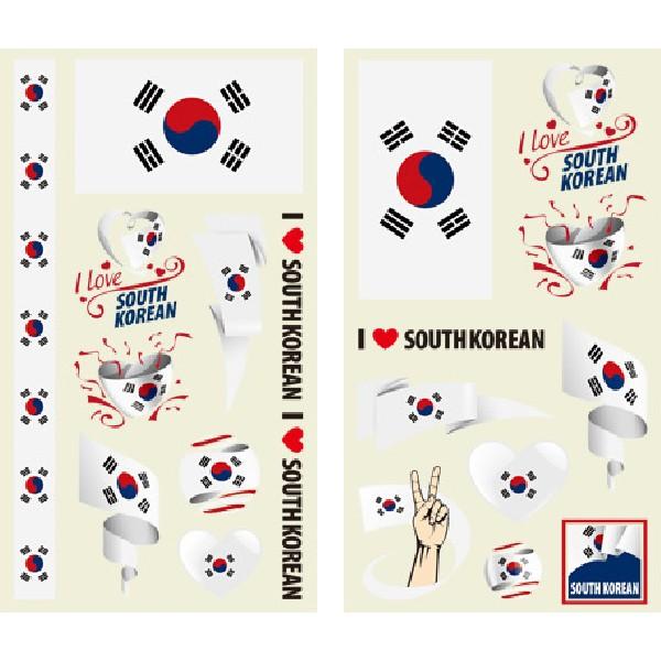 대한민국 화이팅 응원 타투스티커(10장 한세트)형광타투스티커