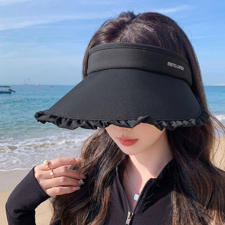 페미닌 스포츠 썬캡 프릴 여성 여름 모자 골프 햇빛차단 테니스 조깅 챙모자