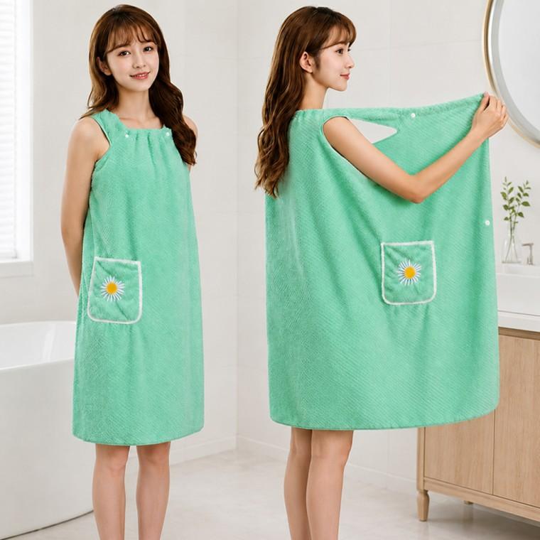 부드러운 극세사 입는 샤워 가운 원피스 목욕 가운 여성 홈웨어 수건 바스타올