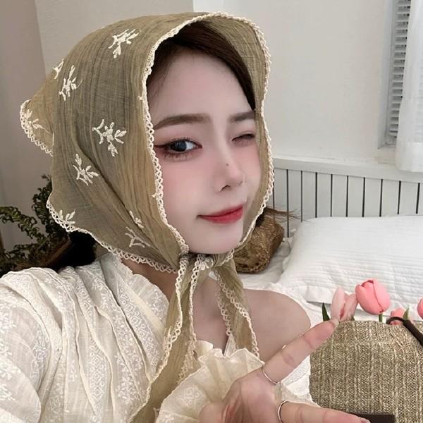 우아한 자수 쁘띠 스카프 프릴 예쁜스카프 빈티지