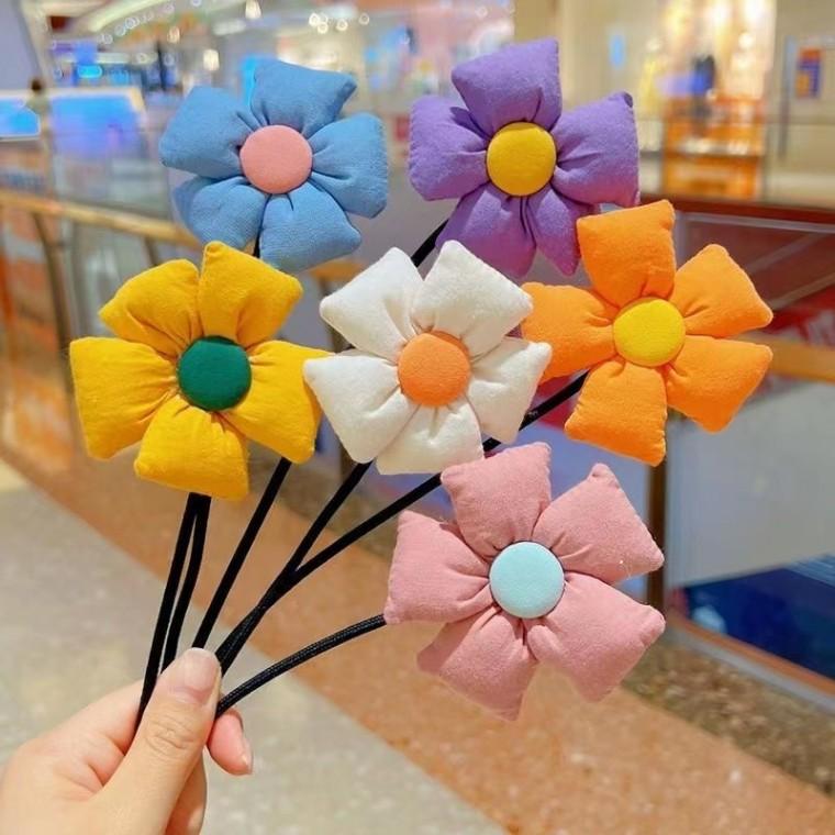 당고 똥머리 와이어 플라워 로우번 헤어밴드 묶기