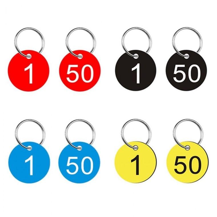 번호판 키링 숫자 열쇠고리 1-50 세트 번호표 번호표키링 목욕탕 사우나 숫자키링