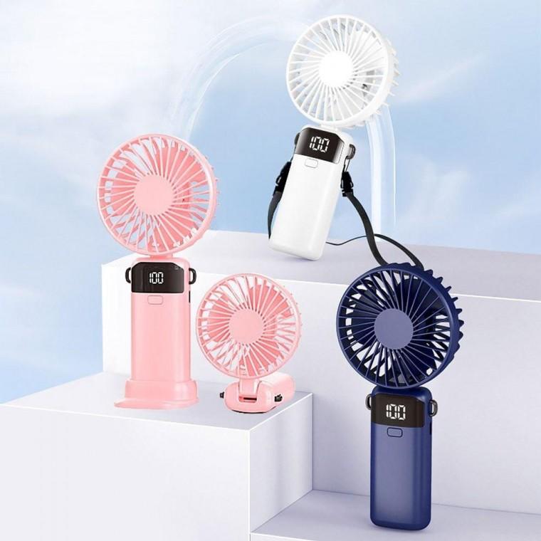 KC 휴대용 선풍기 손풍기 LED 5단 바람 핸디 용선풍기 냉각 무선 접이식 손선풍기