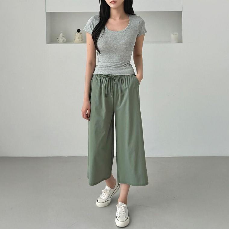 와이드 팬츠 여름 팬츠 데일리 8부 여성