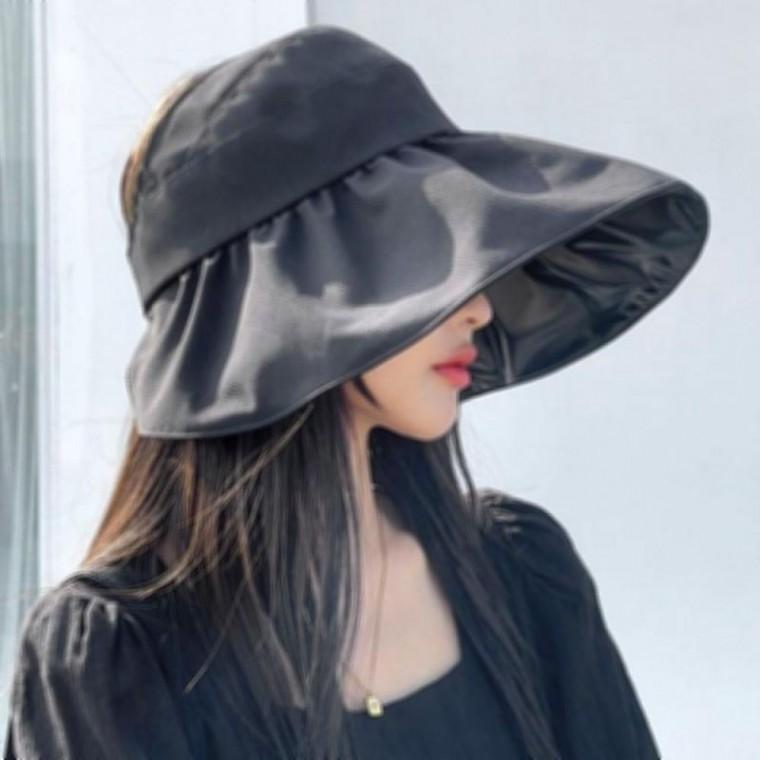 이중 셔링 여자 벙거지 모자 블랙 패션 아이템