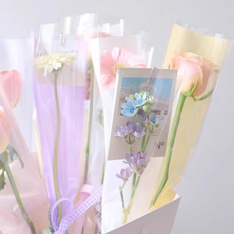 비닐 꽃포장지 한송이 다발 꽃자재 습자지 재료 50매