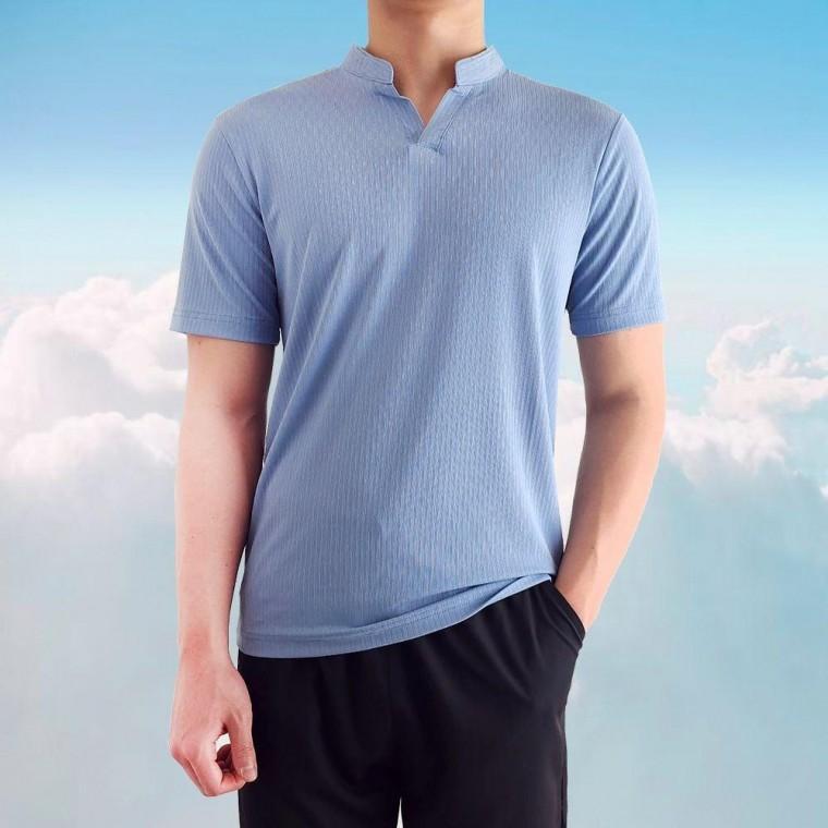헨리넥 메쉬 카라 차이나 반팔 여름 남자 티셔츠 쿨