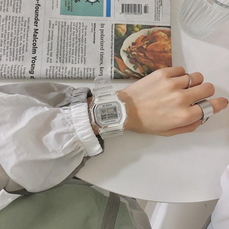 클리어 투명 손목 우레탄 전자 디지털 남녀공용 시계