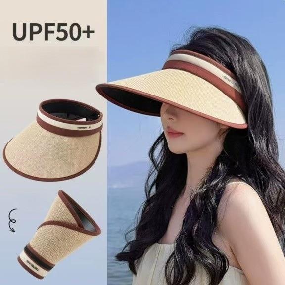 [사러왕]내추럴 라탄 썬캡 모자 여름 햇빛차단 모자 썬캡 자외선차단 돌돌이 여름 햇빛가리개 라피아햇