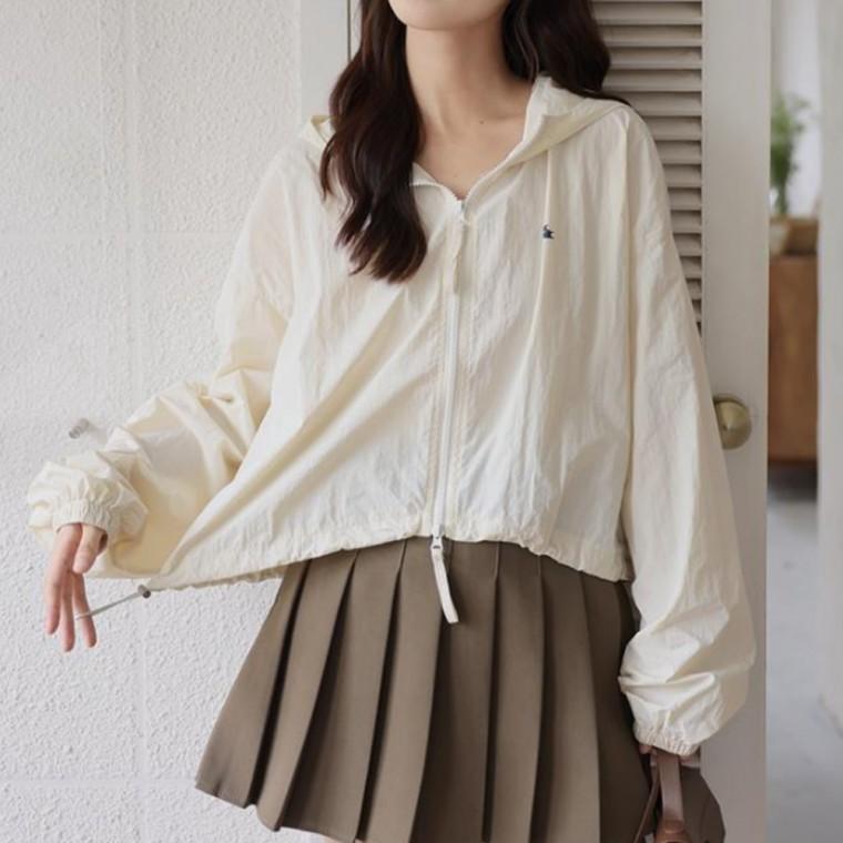 여름 간절기 아노락점퍼 여성 루즈핏 바스락 크롭 바람막이 아우터