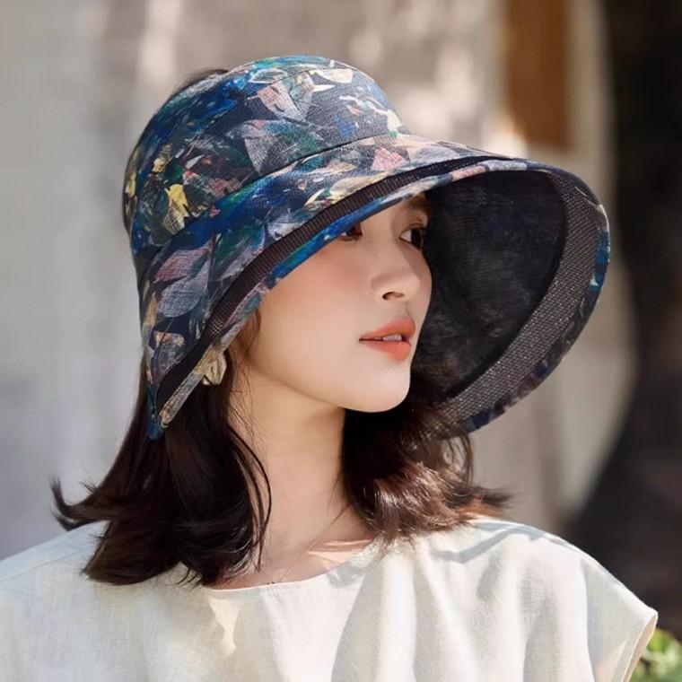 [지앤지] 얼굴소멸 썬캡 여름 챙넓은 시원한 플라워 여성 휴양지 돌돌이 모자