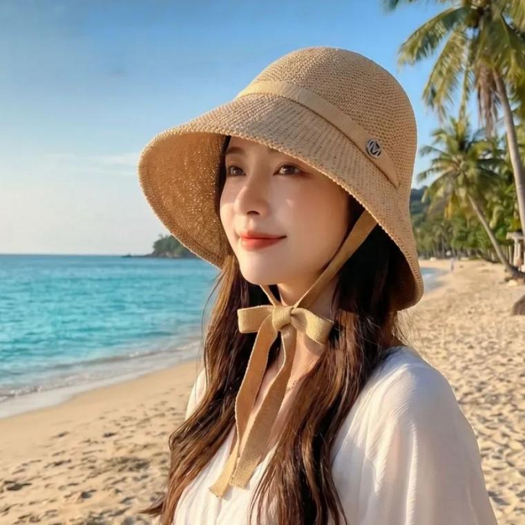 [모아픽] 여성 여름 버킷햇 턱끈 자외선차단 휴양지 모자