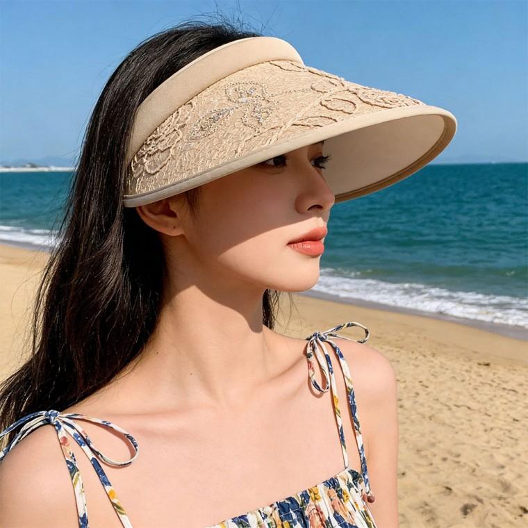 [엠에스]26019 로즈 레이스 썬캡/여름모자/바캉스모자/여성모자/돌돌이모자/레이스모자/라피아모자