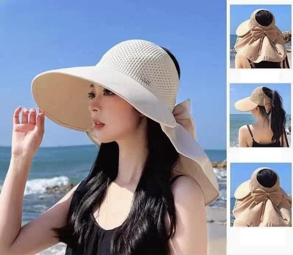 [사러왕]썬스크린 모자 여름모자 챙넓은 썬캡 휴양지 대두 여성 벙거지모자 목가리개 햇빛가리개