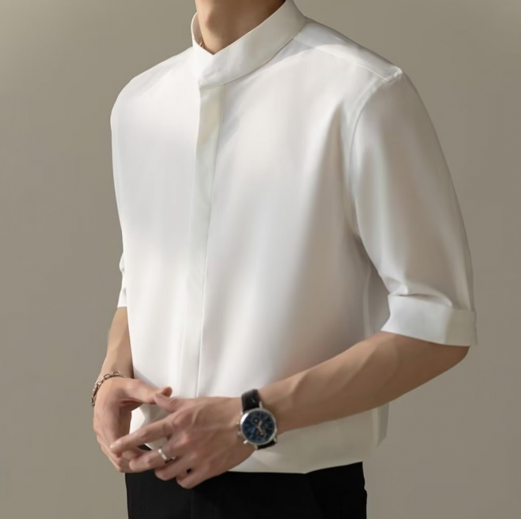 남성 루즈핏 5부 반팔 와이셔츠 봄 여름 가을 셔츠 남방 헨리넥