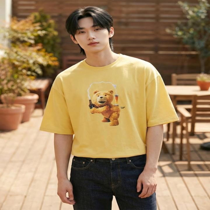 베어 드링크 프린트 데일리 반팔