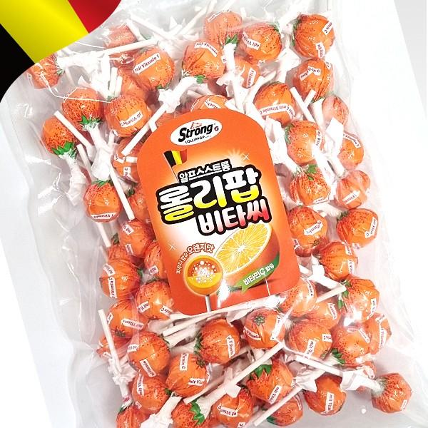 알프스스트롱 롤리팝비타씨 1000g(약100개) 오렌지맛 대용량 막대사탕