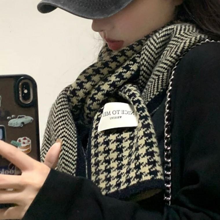 격자 목도리 여성 커플 따뜻한 예쁜 니트목도리 패션