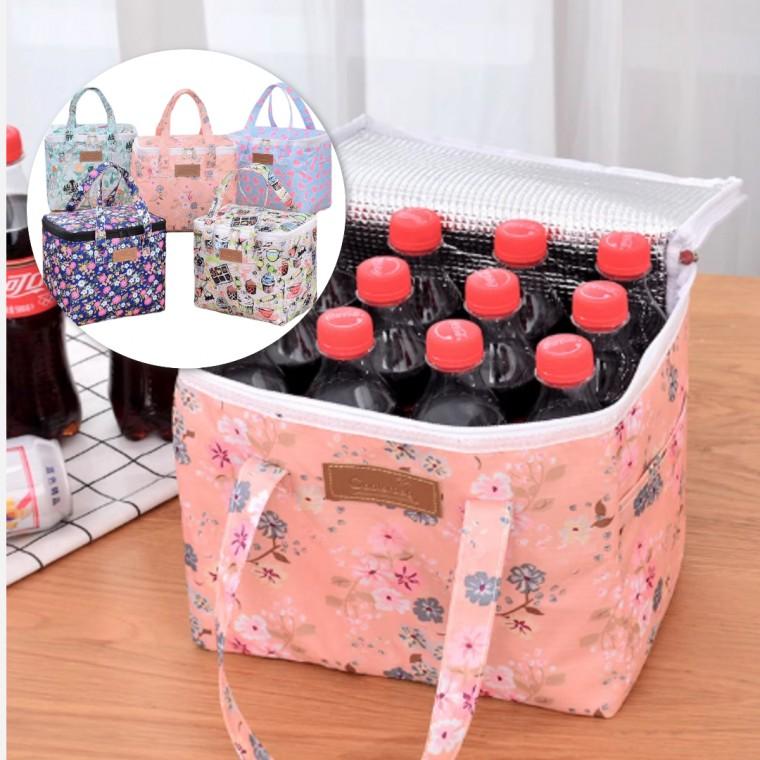 사각 보온가방 보냉도시락 예쁜꽃 쿨러백 피크닉 캠핑