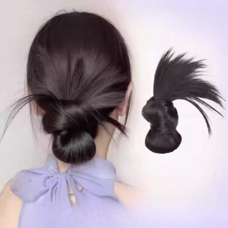 똥머리 헤어 로우번 집게핀 자연스러운 부분가발 연출