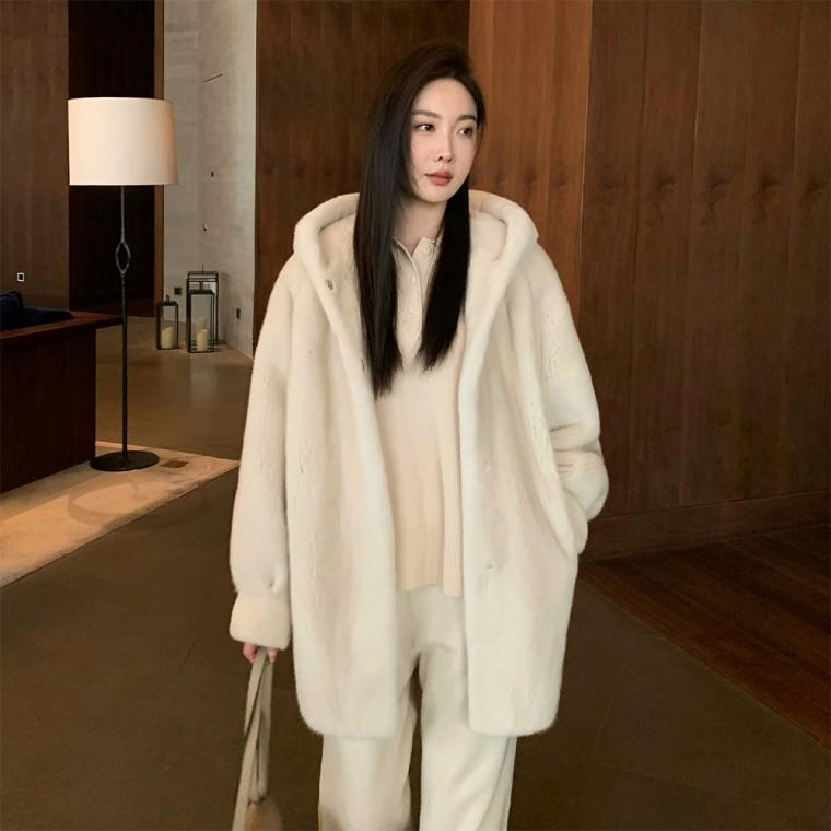 여성 겨울 털 코트 아우터 롱코트