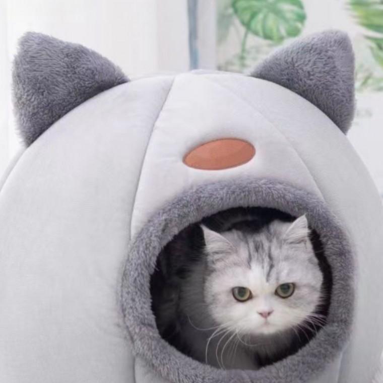 겨울 보온형 귀 고양이 집 포근한 고양이 은신 공간