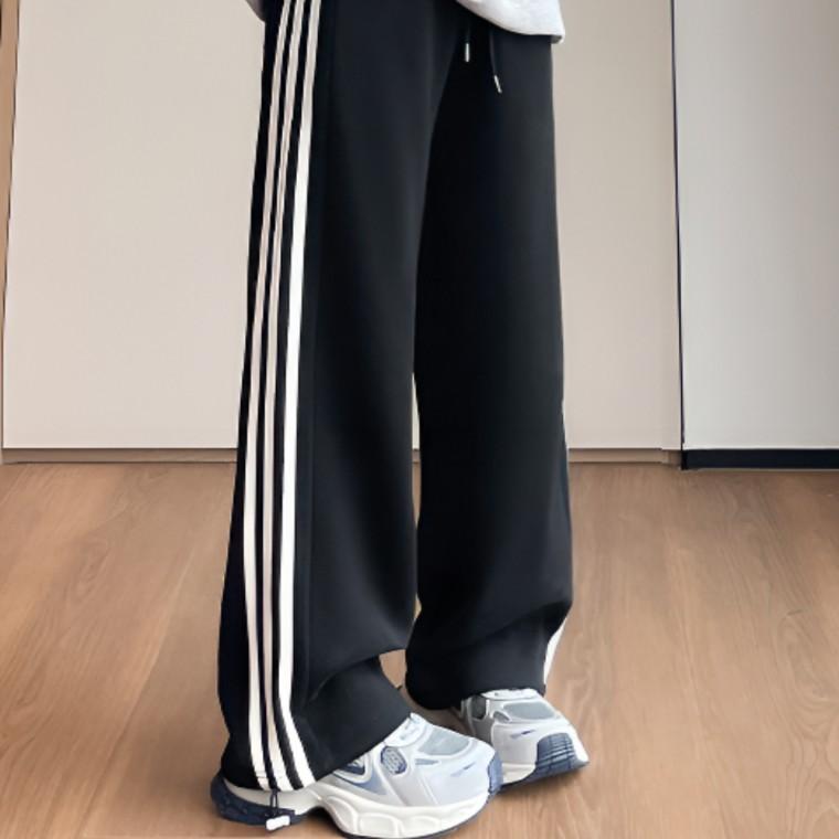 루즈핏 스타일 트레이닝 와이드 팬츠 밴딩 운동 바지