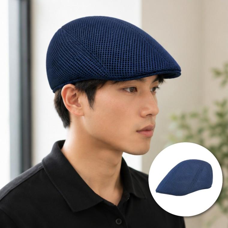남성 네이비 메쉬 베레모 여름 베이직 패션 중년모자