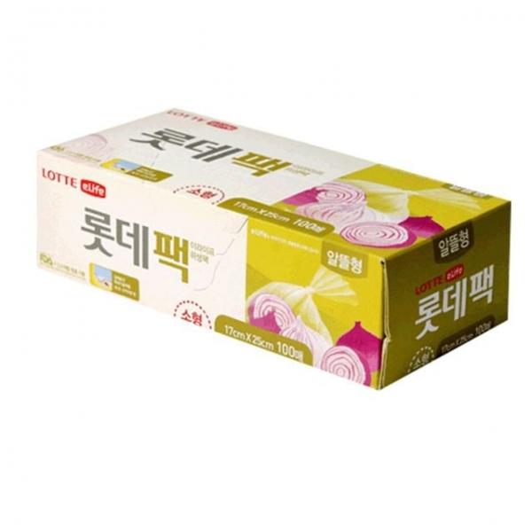 롯데팩(알뜰형)17x25x100매 투명비닐팩 냉동보관팩 음식보관팩 위생팩 일회용비닐팩