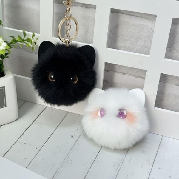 볼터치 고양이 키링 차량용 에어팟 가방고리 폼폼 미니 키홀더 고양이캐릭터키링 털뭉치키링 특이한