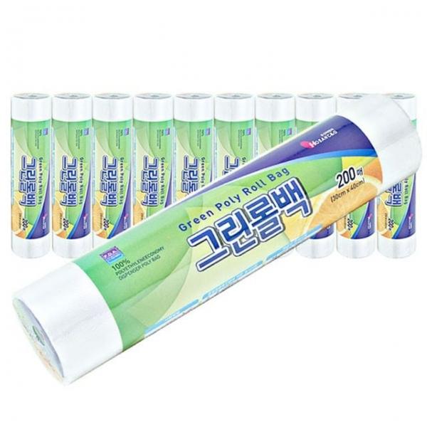 (BOX)그린롤백 30x40x200매_30개입 위생백 식품용비닐 롤비닐봉투 주방용품비닐 위생비닐백