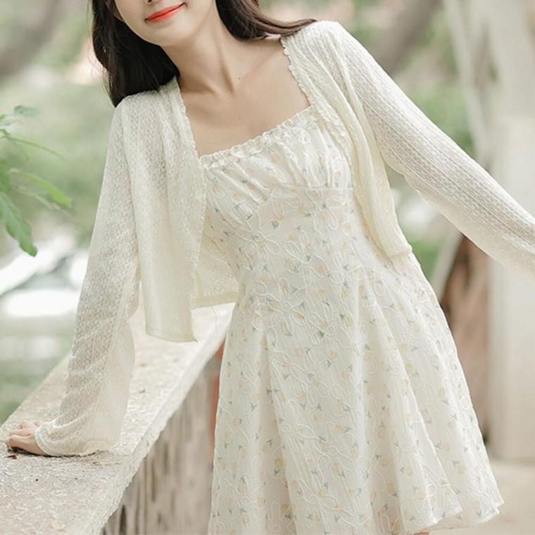 망사스타일 얇고 가볍고 부드러운 여성용 크롭 가디건
