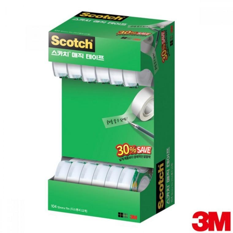 3M 스카치 매직테이프 세이빙팩 104-12 12mm x 11m