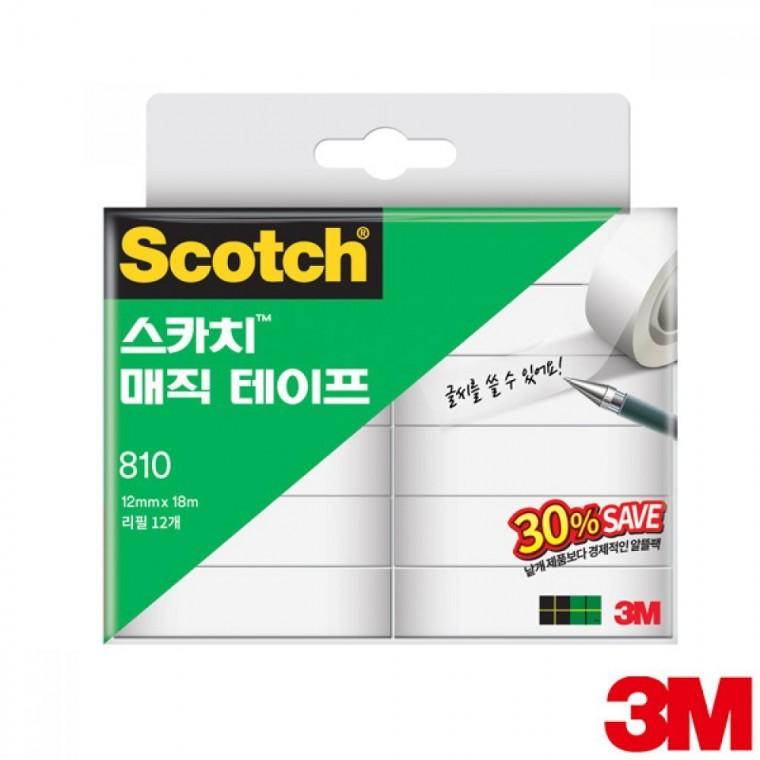 3M 스카치 매직테이프 세이빙팩 810R-12 12mm x 18m