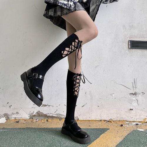 신발끈 리본끈니삭스 스타킹 니삭스 반양말 발레니삭스 학생 그물 허벅지