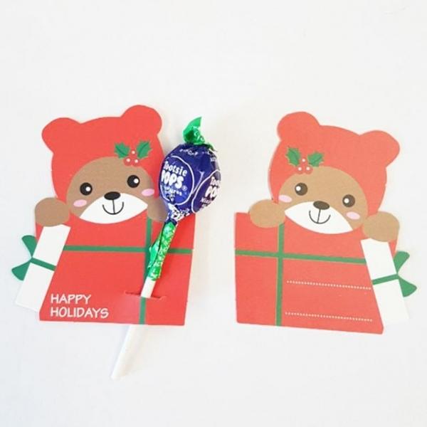 양면레드 곰 사탕포장 페이퍼 5P