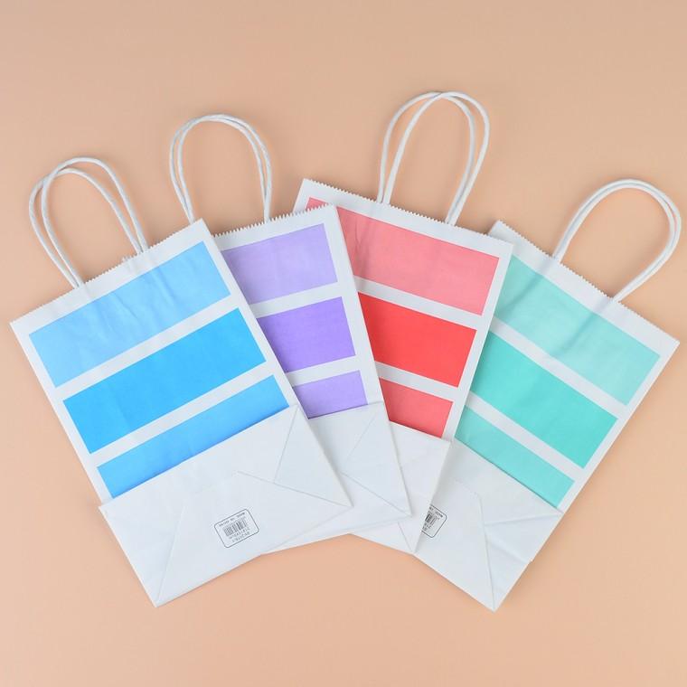 컬러 심플 사각 라인 종이 쇼핑백