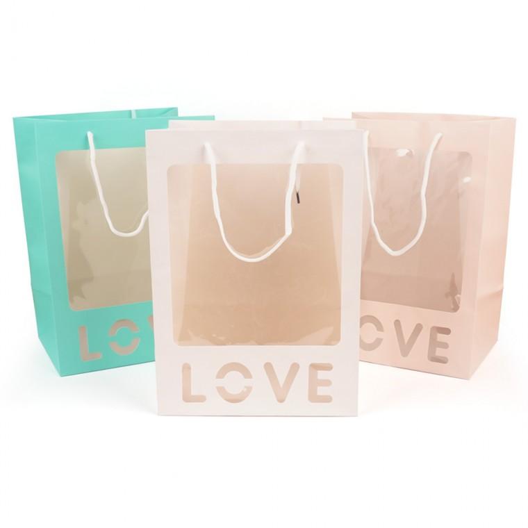LOVE 투명창 쇼핑백 1P