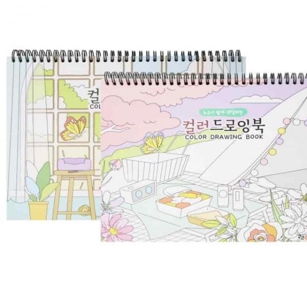 컬러 드로잉북 색칠공부 힐링컬러링북 어른색칠공부 안티스트레스북