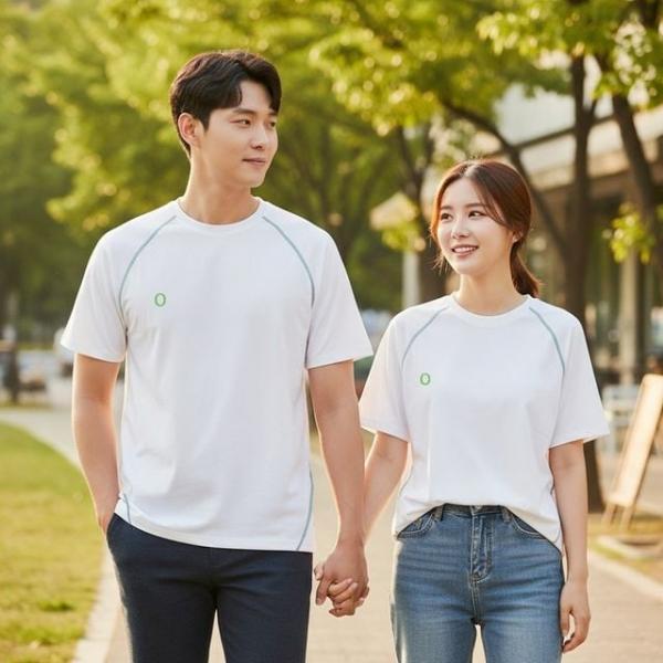 배색 나글란 기능성 반팔 티셔츠