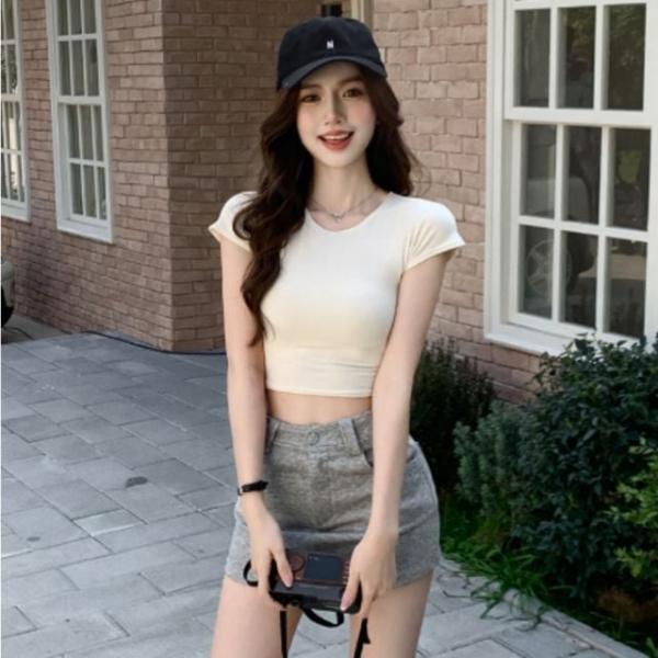베이직 크롭 반팔 티셔츠