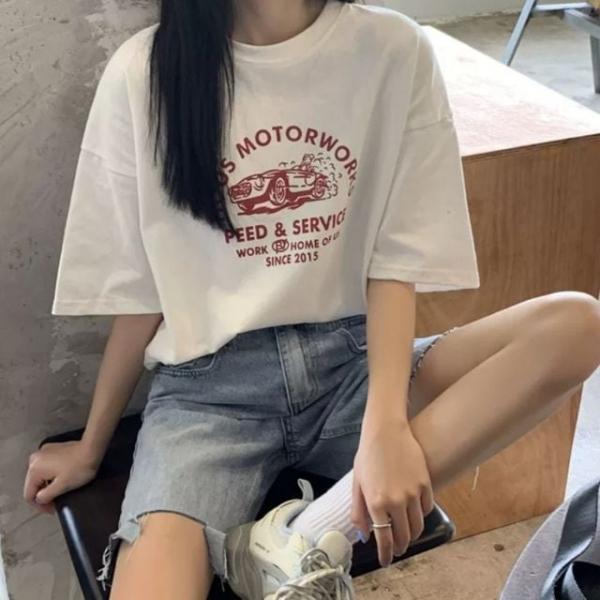 빈티지 그래픽 프린팅 루즈핏 반팔 티셔츠