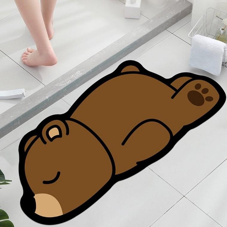 73x34 곰돌이 규조토 발매트 소프트 욕실매트 동물 주방매트 발닦개 발판 발패드