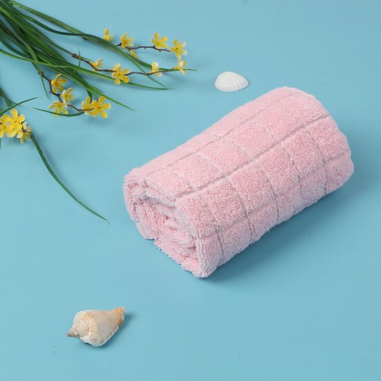 뽀송데이 격자무늬 순면타월(핑크) 세안수건
