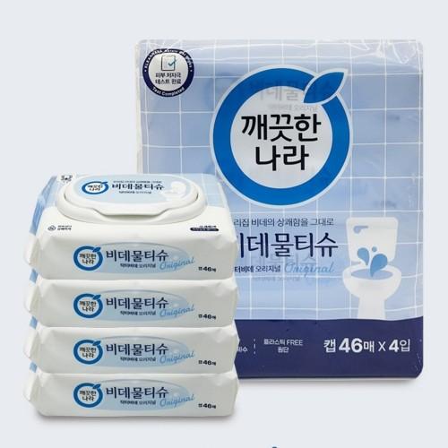 깨끗한나라 비데물티슈 캡형 46매 4팩