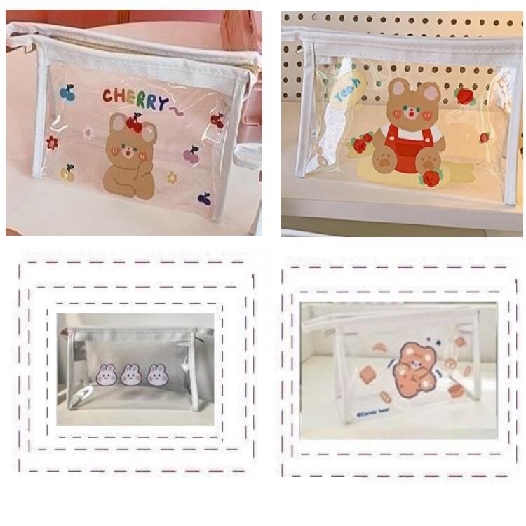 좋은 품질 4종 손잡이파우치 20X12 PVC 색테이프 다용도 지퍼백